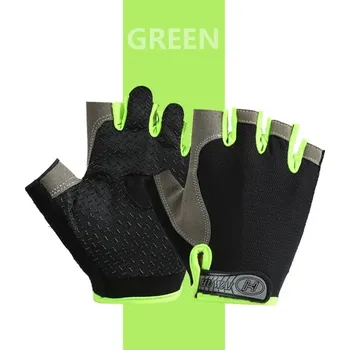 Chránič rukou Prodyšné poloprstové sportovní rukavice protiskluzové - Obyčejná zelená,M