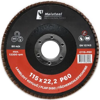 Brusný kotouč Lamelový brusný kotouč Molatool Keramický 115 mm P60