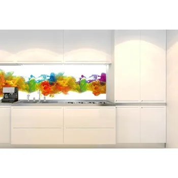 DIMEX | Fototapeta do kuchyně Barevný inkoust ve vodě KI-180-286 | 180 x 60 cm | vícebarevná, bílá + Samolepicí fototapeta za kuchyňskou linku DIMEX Barevný inkoust ve vodě v šíři 180 cm