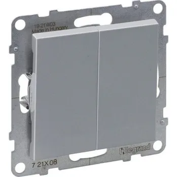 vypínač SUNO HLINÍK DVOJITÝ STŘÍDAVÝ PŘEPÍNAČ Č.6+6 LEGRAND 721308