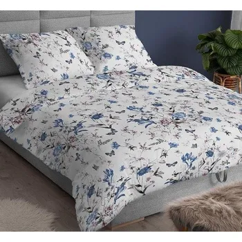 Povlečení Saténové bavlněné povlečení Louka modrá