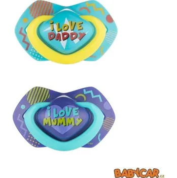 CANPOL BABIES silikonový dudlík symetrický NEON LOVE 18m+ 2ks Modrá