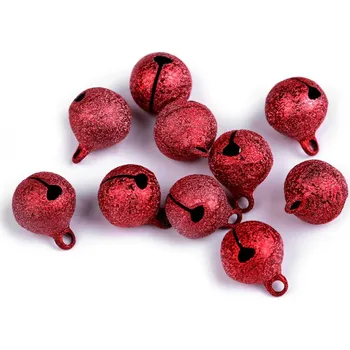 Vánoční dekorace Rolničky metalické Ø12 mm - červená (10 ks)