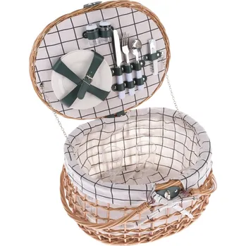 Piknikový koš Proutěný piknikový koš pro 2 osoby, 42 x 34 x 25 cm, 2,75 kg, hnědá