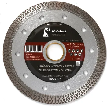 Řezný kotouč Diamantový řezný kotouč Molatool 125x1,4x 22,2mm Industry Profi