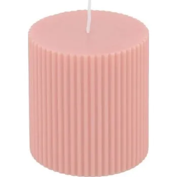Svíčka CHAKS Svíčka válec žebrovaná pastelově růžová 7 x 7,5 cm