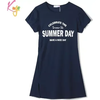 Dívčí šaty Dívčí šaty Kugo WK0927 tmavě modré