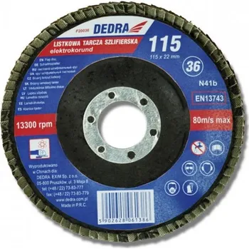 Brusný kotouč DEDRA F20036 Kotouč brusný listkový 115x22mm,gr.36