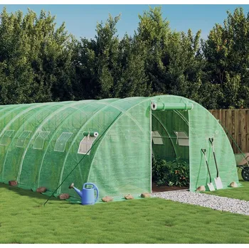 Skleník vidaXL Skleník s ocelovým rámem 64 m² 16 x 4 x 2 m [3188067] Barva: Zelená