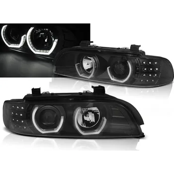 Přední světlomet PŘEDNÍ SVĚTLOMETY, SVĚTLA, LAMPY BMW E39, 1995-2003, ANGEL EYES, ČERNÉ BLACK, S LED BLINKREM, MANUÁL (LPBM19)