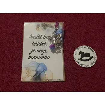 HandMade by VeJa Dárková karta - Anděl bez křídel, ... s přívěškem