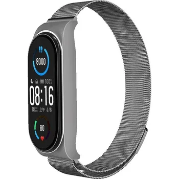 Řemínek na hodinky Kovový řemínek Metal pro Xiaomi Mi Band 5-6 stříbrný