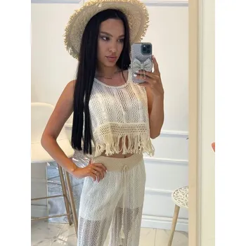 Nádherný madeirový MFY croptop v krémové barvě , VELIKOST UNI ( S, M , L )