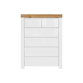 Obývací stěna Holten KOM6S bílá/dub woltan/bílý lesk