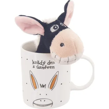 Orion Porcelánový hrnek s plyšovým přívěskem OSLÍK, 390 ml