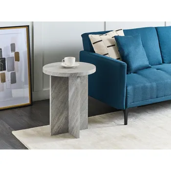Konferenční stolek Odkládací stolek s kamenným efektem kulatý tvar nábytek do obývacího pokoje moderní Beliani