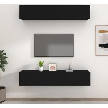 Obývací stěna vidaXL TV skříňky 4 ks 80 x 30 x 30 cm kompozitní dřevo [3114188] Barva: Černá