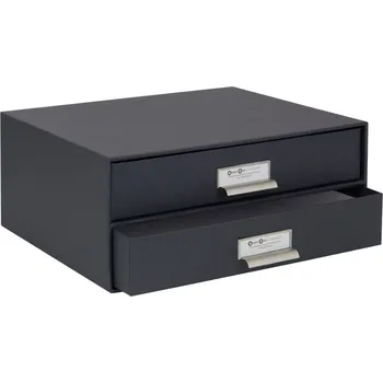 Tmavě šedý 2patrový šuplík na dokumenty Bigso Box of Sweden Birger, 33 x 22,5 cm ID_1072376