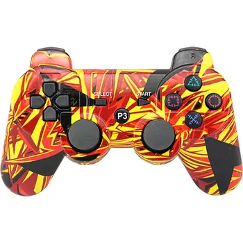Herní ovladač PS3 bezdrátový ovladač - Abstract Red&Yellow, nový