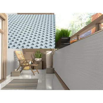 Krycí plachta Balkonová ratanová zástěna MALMO, světle šedá/tmavě šedá, výška 90 cm šířka různé rozměry 1300 g/m2 MyBestHome Rozměr: 90x100 cm