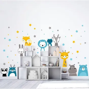 Samolepící dekorace Nálepky na zeď zvířátka a hvězdy chlapecký - Plotbase, s.r.o., 120x70cm