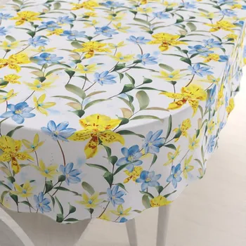 ubrus Teflonový oválný ubrus TF-081 Žluto-modré lilie na bílém 50x100 cm