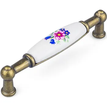 Nábytkové kování Interex design Úchytka LUNAS DUO / Staromosaz - květinový motiv 96 mm