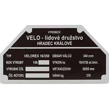 rám kola Štítek rámu Velorex 350 1960-1969