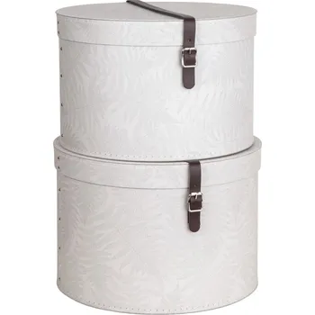 Úložný box Krémové kartonové úložné boxy v sadě 2 ks s víkem ø 37,5x25,5 cm Rut Paper Laminate – Bigso ID_1587888