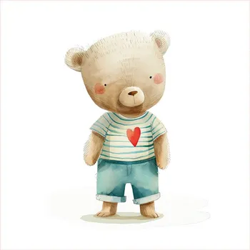 Bavlna premium NELA PANEL M medvídek se srdíčkem