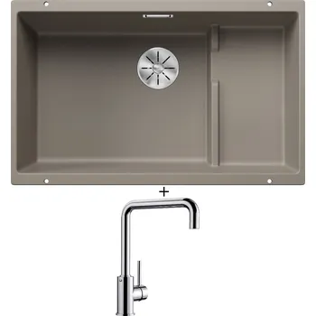 Granitový dřez Dřez pod desku SET Blanco SUBLINE 700 U Level tartufo + koš z nerezu 523459 + Blanco MILI chrom 519413