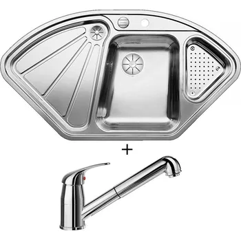 Nerezový dřez Nerezový dřez SET Blanco DELTA-IF nerez hedvábný lesk s excentrem 523667 + Blanco DARAS-S chrom 517731