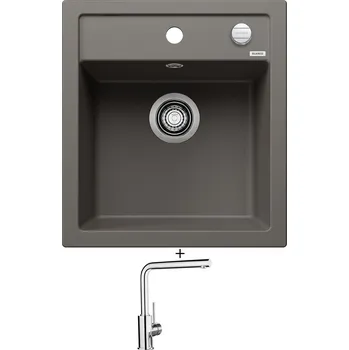 Kuchyňský dřez Granitový dřez SET Blanco DALAGO 45 šedá vulkán s excentrem 527242 + Blanco MILA chrom 519414