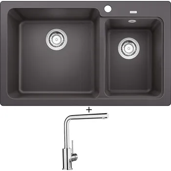 Granitový dřez Granitový dřez SET Blanco NAYA 8 šedá skála 519647 + Blanco MILA chrom 519414