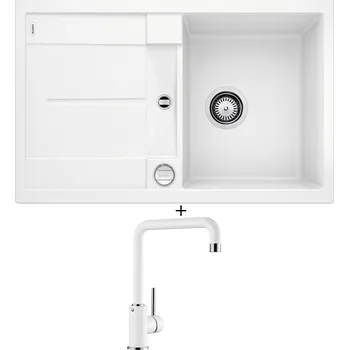 Kuchyňský dřez Granitový dřez SET Blanco METRA 45 S bílá + excentrické ovládání + Blanco MILI bílá 523107
