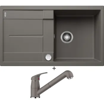 Granitový dřez Granitový dřez SET Blanco METRA 5 S šedá vulkán + excentrické ovládání + Blanco DARAS-S šedá vulkán 526936
