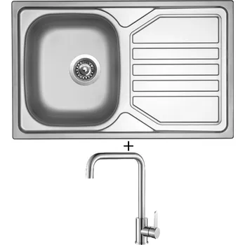 Kuchyňský dřez Nerezový dřez SET Sinks OKIO 800 V nerez leštěný + Laveo BONA BAB 265D nerez