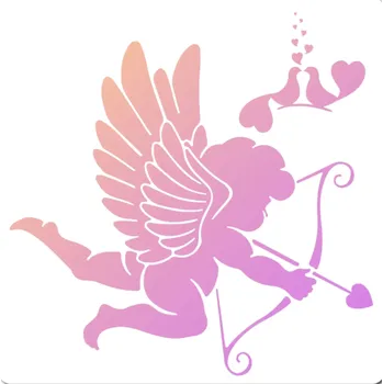 Šablona, vzor ANDĚL S LUKEM, cca 30 x 30 cm, 1ks