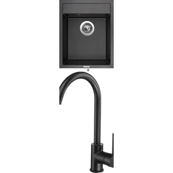 Granitový dřez Granitový dřez SET Sinks CLASSIC 400 metalblack + Deante MILIN B62M černá matná