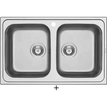 Nerezový dřez SET Pyramis ATHENA EXTRA (79x50) 2B nerez + Pyramis SILVIO chrom