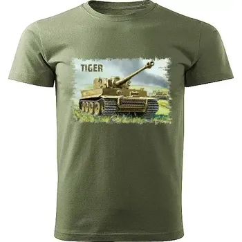 Pánské tričko tričko s tankem TIGER L (vojenské tričko khaki army)