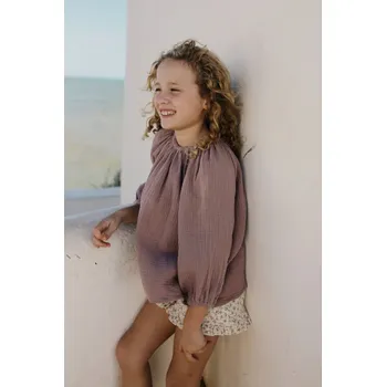 Dívčí tričko LiiLU dívčí mušelínová halenka SS24 - 063 pale mauve Velikost: 152 100% organická bavlna