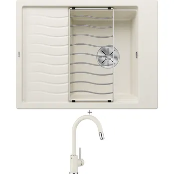 Granitový dřez Granitový dřez SET Blanco ELON 45 S bílá soft 527067 + odkapová mřížka + Blanco MIDA-S bílá soft 526968