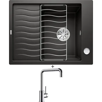Granitový dřez SET Blanco ELON 45 S černá + excentrické ovládání + Blanco MILI chrom 519413