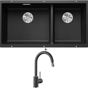 Dřez pod desku SET Blanco SUBLINE 480/320-U antracit 523584 + Blanco MIDA-S antracit 521455