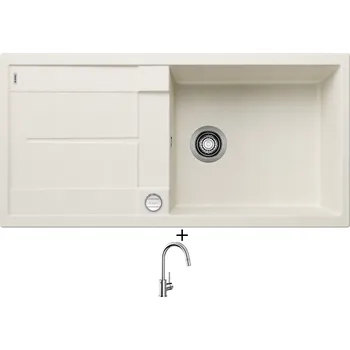 Granitový dřez Granitový dřez SET Blanco METRA XL 6 S bílá soft + excentrické ovládání + Blanco MIDA-S chrom 521454
