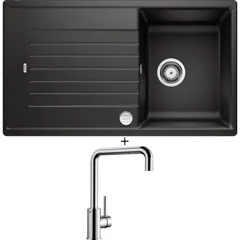 Kuchyňský dřez Granitový dřez SET Blanco ZIA 45 SL černá + excentrické ovládání + Blanco MILI chrom 519413