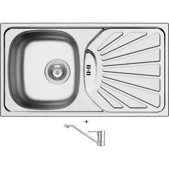 Nerezový dřez Nerezový dřez SET Pyramis ET 78 3 1/2 MARGARITA nerez + Deante CORIO BFC 060M chrom