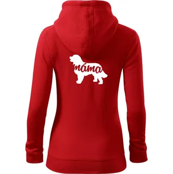 Dámská mikina Bernský salašnický pes máma obrys - Dámská mikina trendy zipper s kapucí - XS ( Červená )