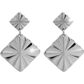 Módní doplněk JSB bijoux s.r.o. Ocelové náušnice puzety dva čtverce na koso bez krystalů